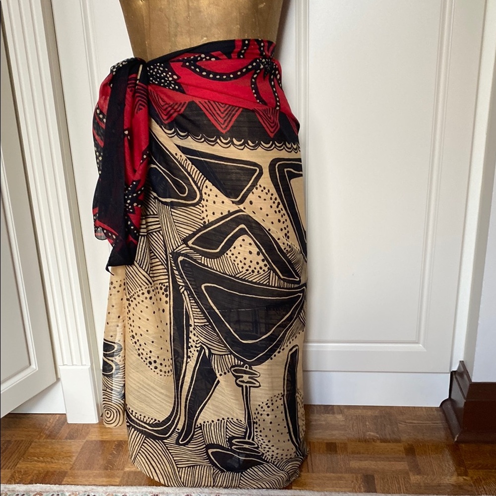 Gottex Black and Red Swim Sarong Wrap